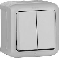 Выключатель накладной Legrand Quteo 2-кл. IP44 серый картинка